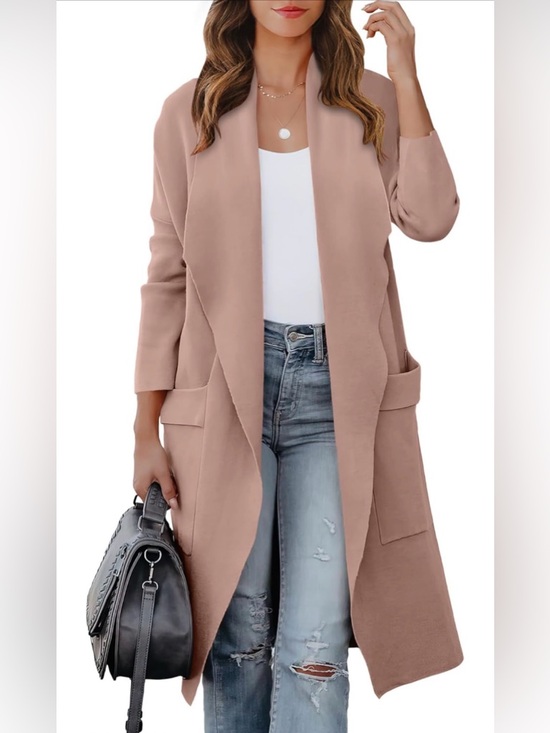 Anrabess Jackets & Blazers - Women's Long Open Front Coatigan - Blush